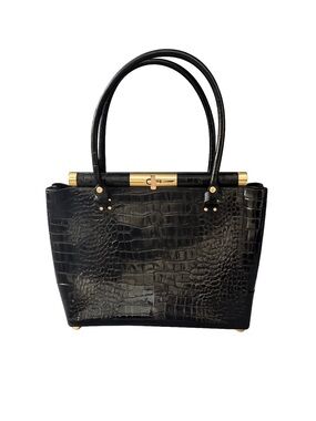 Kate Spade Knightsbridge Constance Satchel Shoulder Bag | Croc-Embossed in Black